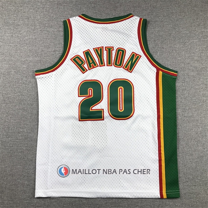 Maillot Enfant Seattle Supersonics Gary Payton NO 20 Historic Retro Blanc